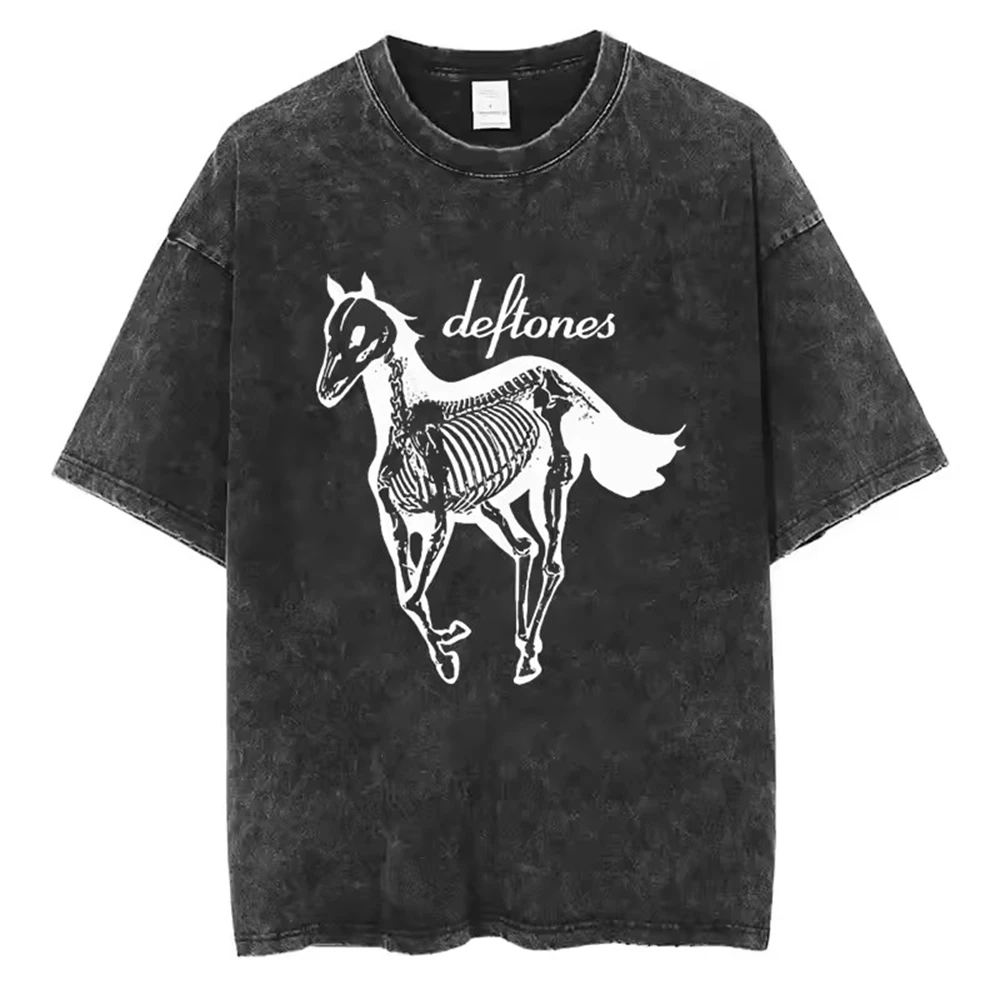 Ohms White Pony Deftones Rock Band Y2k camiseta hombres ropa nueva en Top & Tees Camiseta para hombre Camisetas camiseta Homme 50809