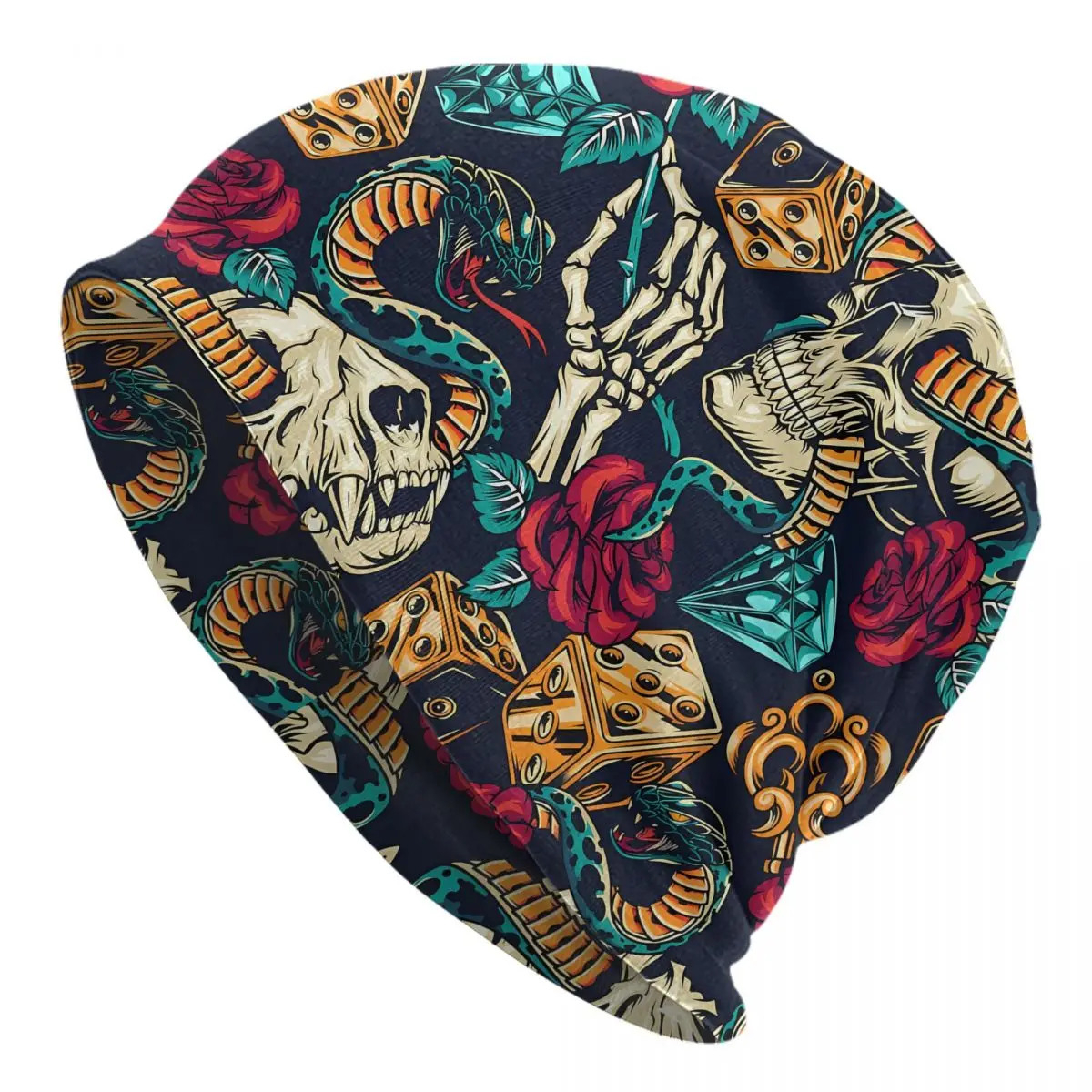 

Bonnet Hats Skull Skeleton Men Women's Thin Skullies Beanies Hat Vintage Tattoos Colorful Autumn Spring Warm Cap Street Caps