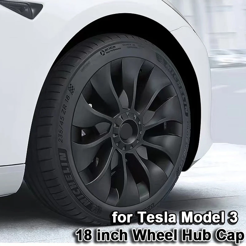 4pcs Whirlwinds Wheel Hubcap For Tesla Model 3 2022 Wheel Hub Cap 18inch Full Cover Protector