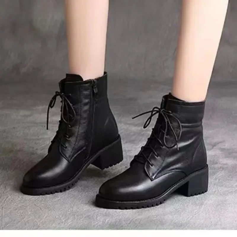 [2024 High Quality Ladies Shoes Side Zipper Women's Boots Fashion Cross-tied Modern Boots Women Hot Sale Plus Size Ankle Boots]