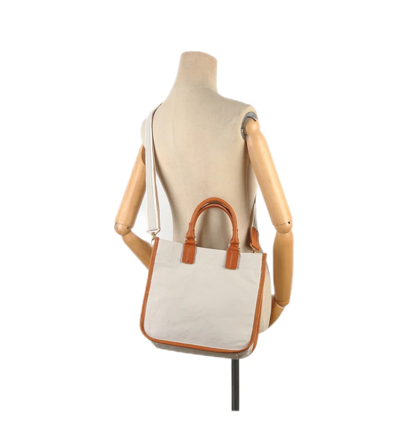 

Single shoulder crossbody bag Canvas with genuine leather women's bag Large capacity versatile commuting bag
