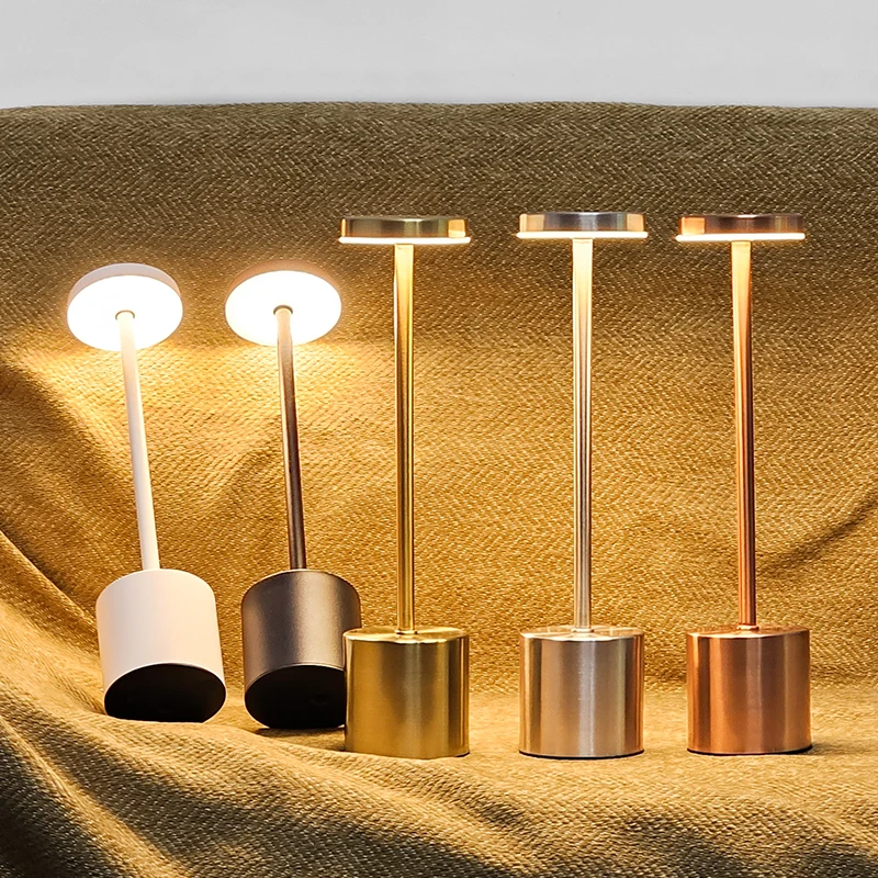 Rechargeable LED Desk Lamp Metal Dimmable Touch Table Lamp 3 Color Temperatures Bedside Creative Ambient Light Bar Hotel Decor 5