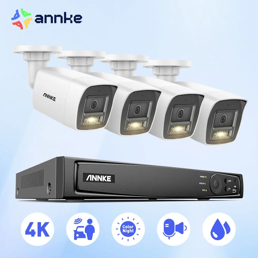 ANNKE Überwachungskamera Aussen Set, 32CH Videoüberwachung Mit 32X 4K PoE IP Kamera Und 12MP NVR Mit 8TB HDD Für 24/7 Aufnahme Innen Outdoor, Personen&Fahrzeugerkennung, IP67, Für Zuhause/Betrieb