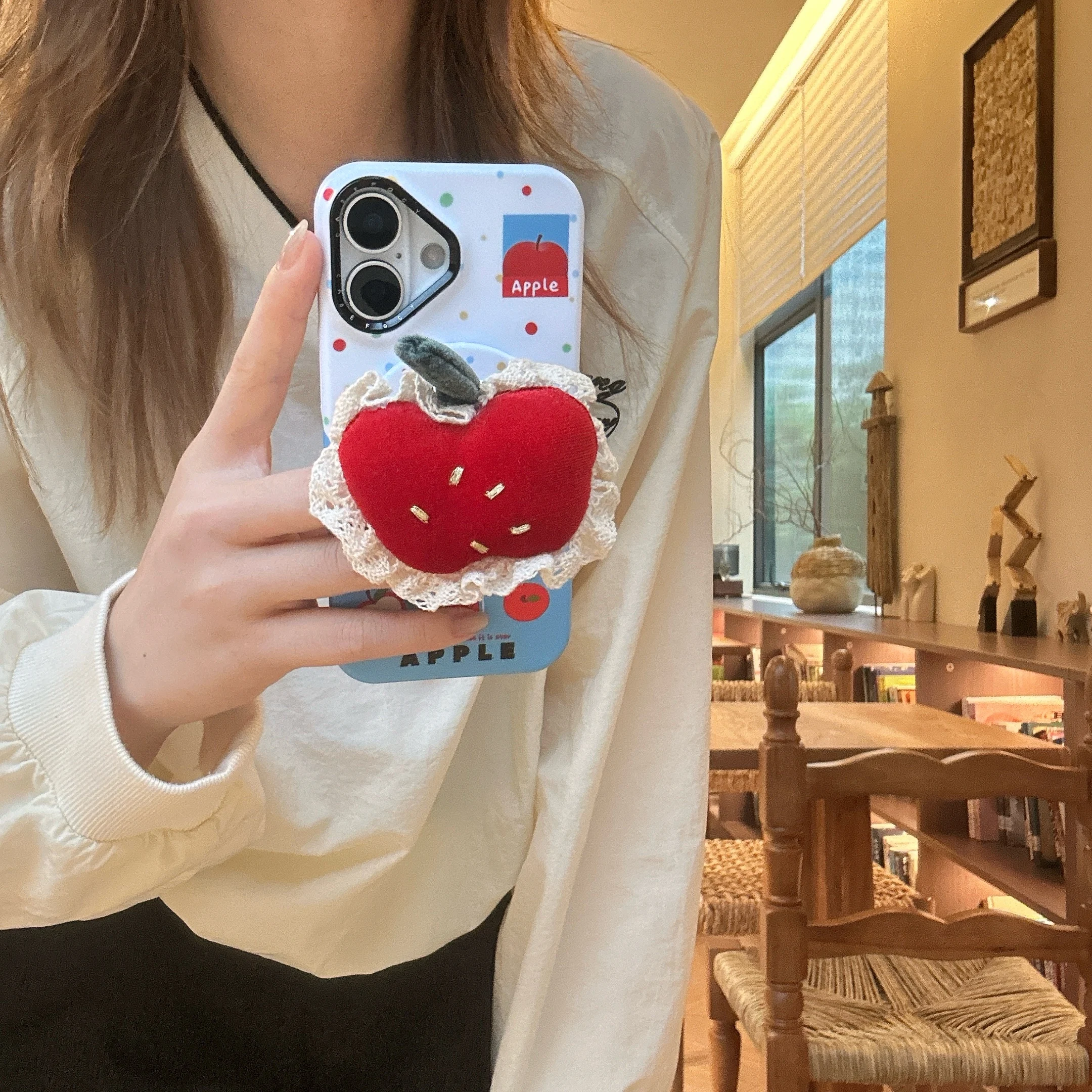 3D Cartoon Cute Apple Stand Phone Case - High-Quality Magnetic Shockproof Anti-Drop Soft Cover