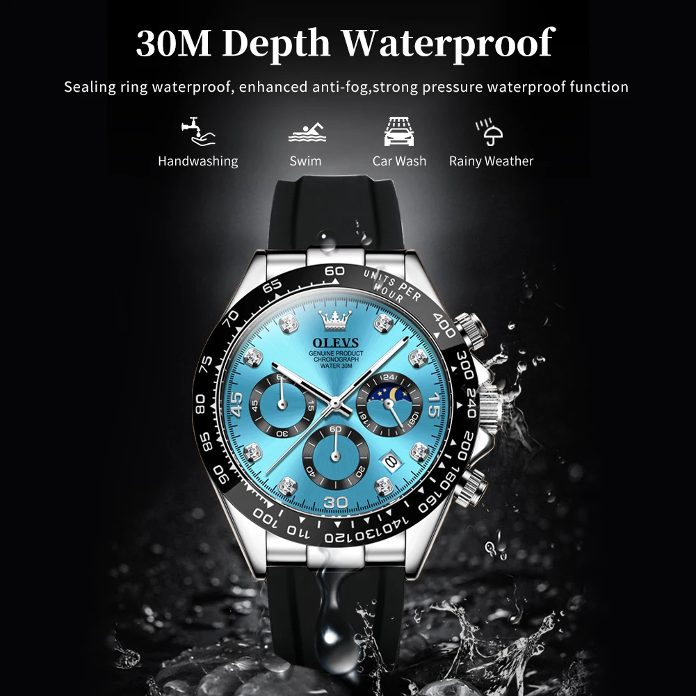 OLEVS 2875 Men Watch Quartz Top Brand Waterproof Luminous Watch for Men Three Small Dial Sport Wristwatch Chronograph Date Reloj quartz watch