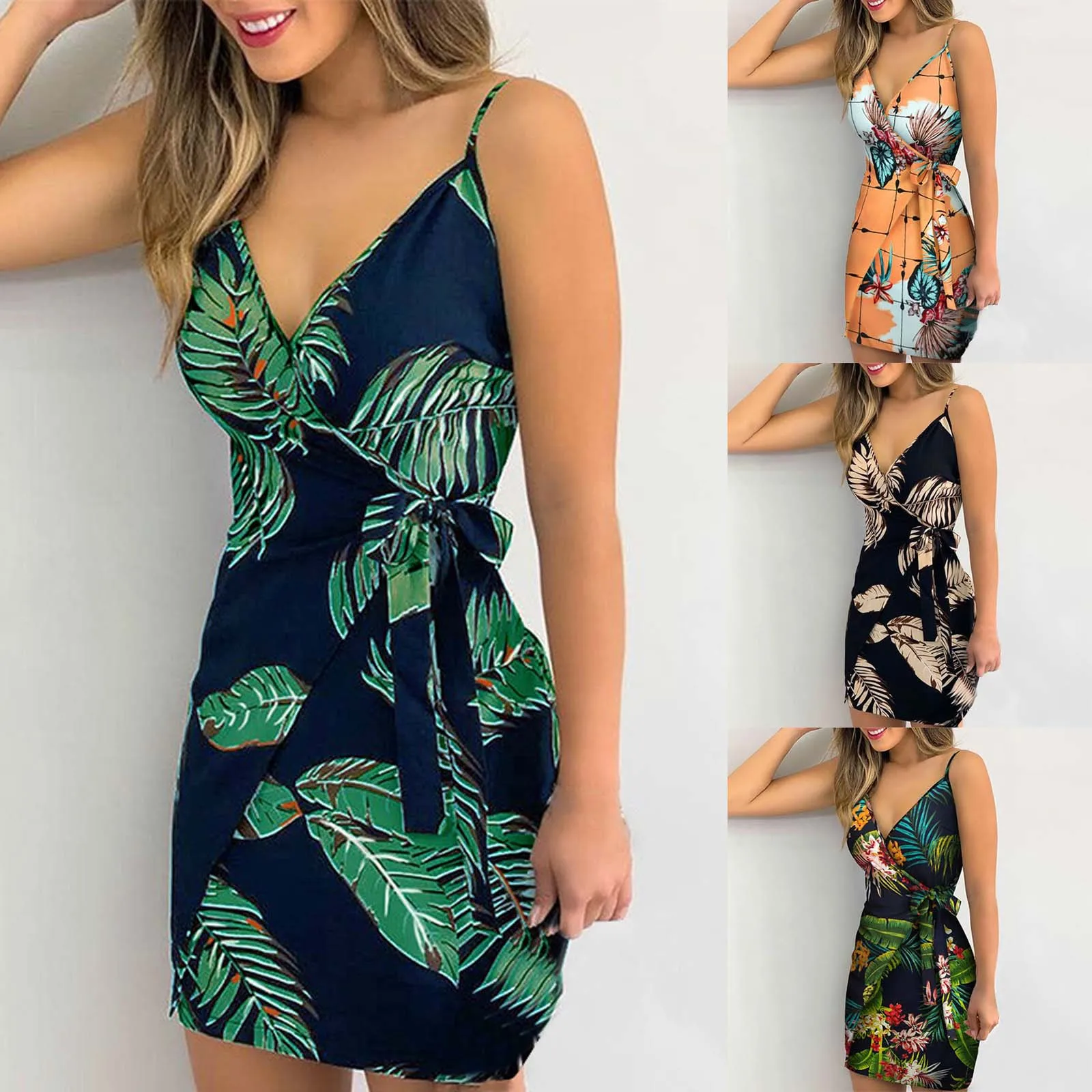 

2024 Spring And Summer New V Neck Multi Printed Lace Wrapped In Sexy Dress Vestidos Para Mujer Prom Feminino Casual Wedding