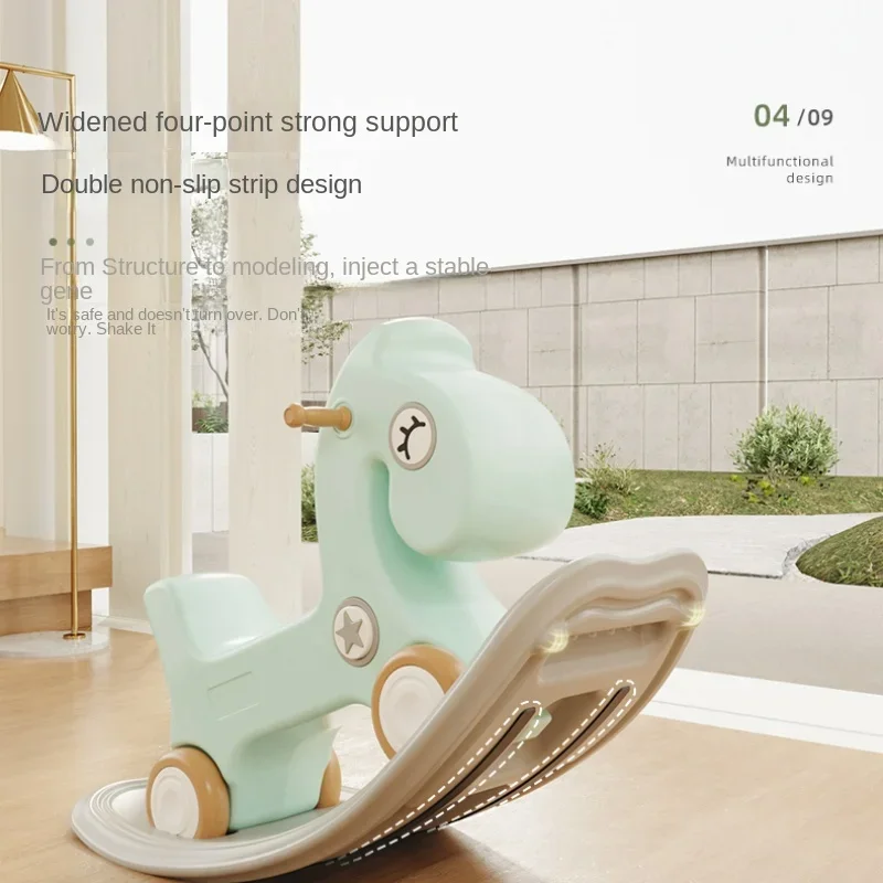 Children's Sliding Shaking Horse Fun Sound Baby Rocking Horse Birthday Gift 2 In 1 Dual-purpose Yo-yo Car Toy Firm Anti-rollover