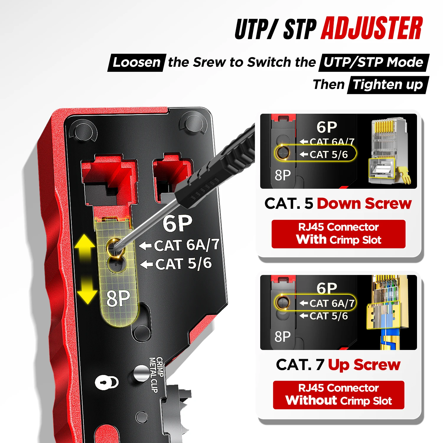 AMPCOM Cat 7 NETWORK CRIMPING Tool CRIMP/CUT/TRIM/STRIP 4-IN-1 Works with All RJ45/RJ11 Connectors Crimping Tool With two blades ethernet crimping tool network crimper terminal crimping pliers