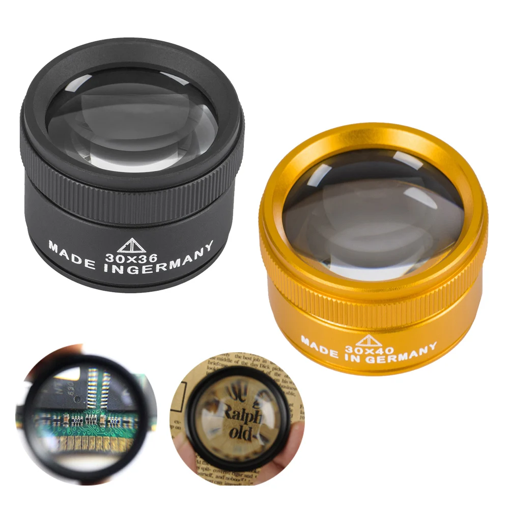 30x 35x 미니 포켓 돋보기 휴대용 보석 골동품 감정 이중 렌즈 광학 유리 독서 돋보기 루페 도구
