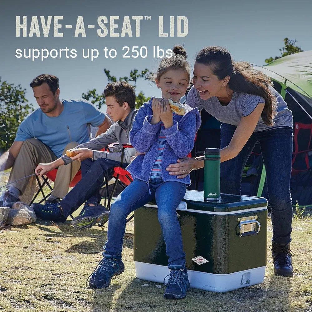 Cooler Steel-Belted Cooler Keeps Ice Up to 4 Days 54-Quart for Camping, BBQs, Tailgating & Outdoor Activities