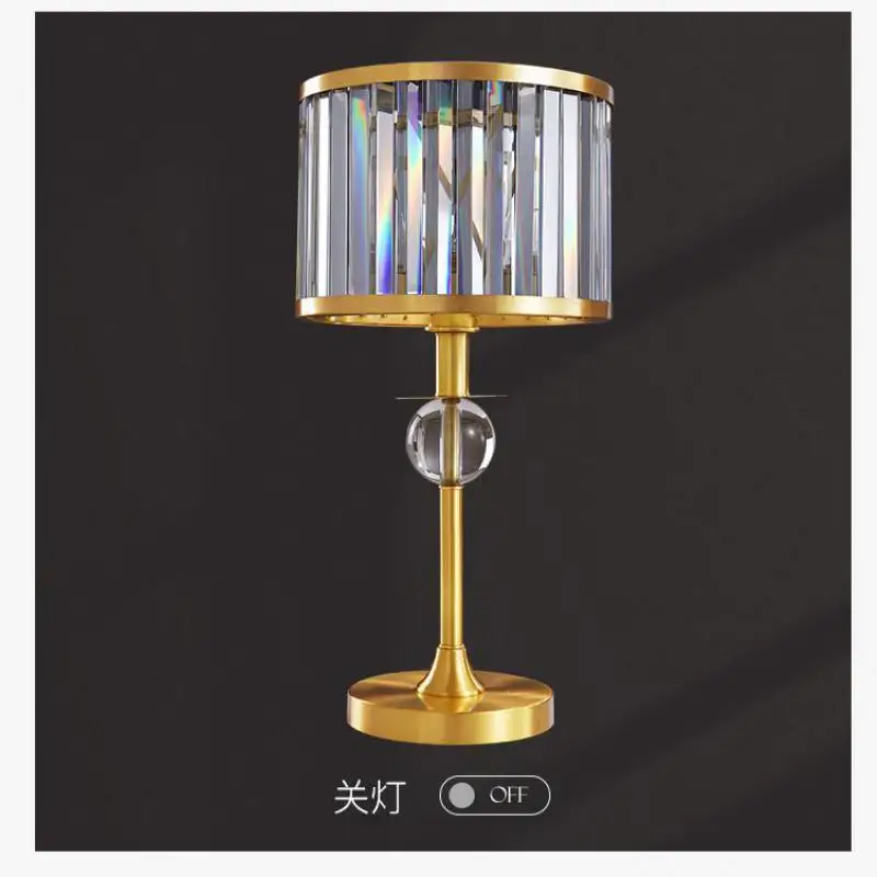

Europe Restaurant Long crystal Bar LED table Lamp E27 Copper office desk light Bedroom wedding study dining room table Lighting