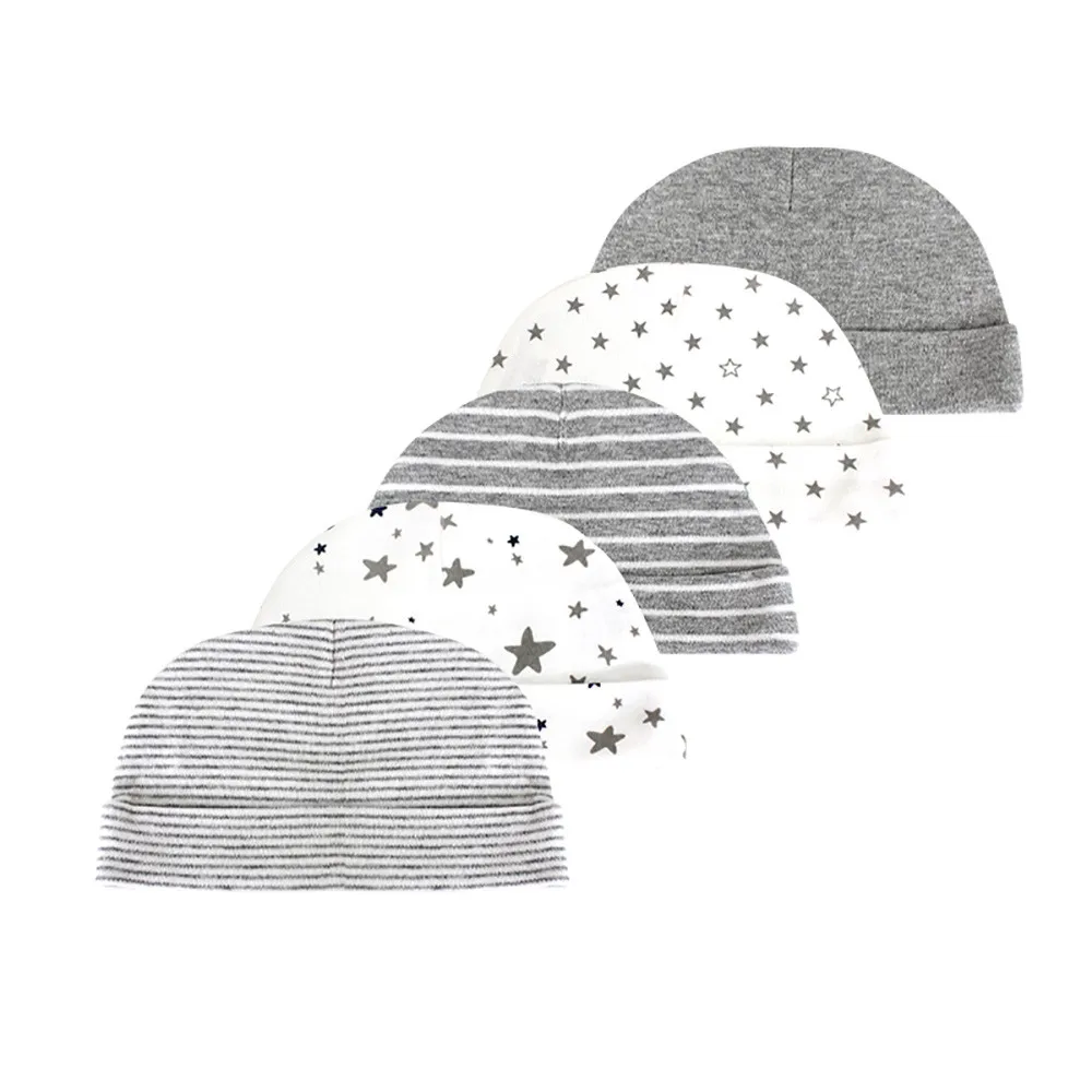 5 Pcs Infant Caps 100%Cotton Fashion Casual Cute 0-6Months Newborn Boy Girl Hats Soft Baby Accessories 3
