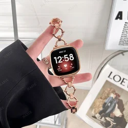 Luxury Stainless Steel Chain Strap Bracelet for Fitbit Versa & Sense Series (Rose gold)