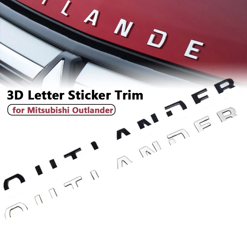 3D Letters Hood Emblem Logo Badge Car Stickers Styling Car Accessories Wording For Mitsubishi Outlander ABS Chrome car stickers car fender emblem badge