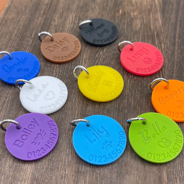 Silicone Pet Anti-lost ID Tag Personalized Dog Collar Tag Engraved Name Phone Number Custom Pendant Puppy Collars Accessories 2