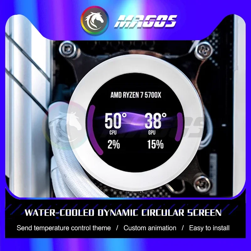 Cpu Aio Cooler Monitor Display Ips 2.1 Polegada 480×480 Suporte Gif Vídeo Aida 64 Controle 120 240 360 Cpu Resfriamento de Água Mod Parte