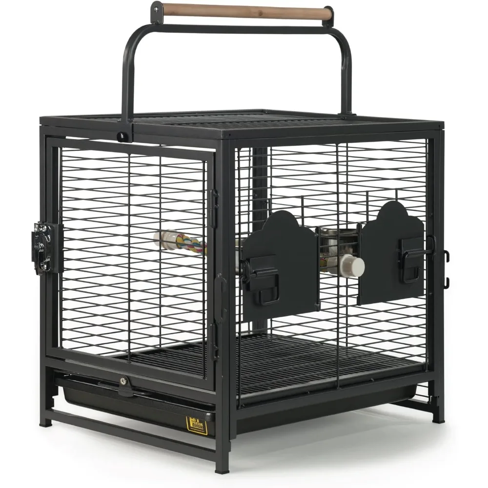 

Prevue Pet Products Travel Carrier for Birds, Black 18.8"L X 14.9"W X 18.0"H Bird Cage Accessories Bird Cages