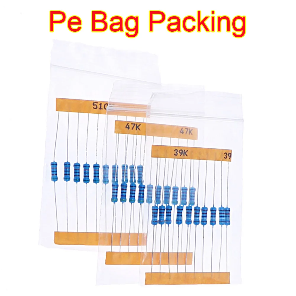 1/8W 1/4W 1/2W 1W 2W Metal Film Resistors Assortment Kit Box 1% Electronic Components resistor package