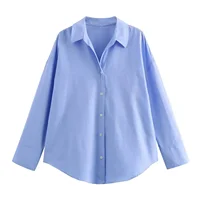 BSAY Women Fashion Spring Cotton Oxford Long Sleeve Single-breasted Lapel Blouse Street Clothing Shirt Chic Ladies Tops Mujer - Image 2