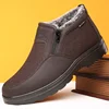 Cotton Shoes Middle-aged Elderly Men's New Plush Warm Anti Slip Waterproof Snow Boots Outdoor Work Travel Leisure Shoes 2024