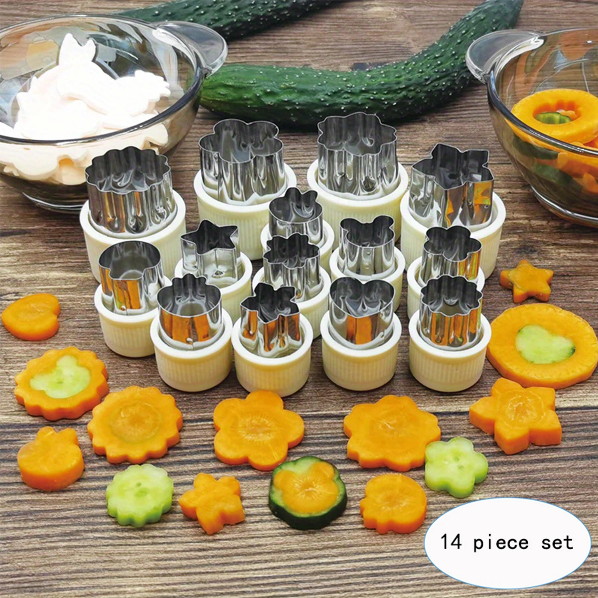 4/5/10/14 Piece Stainless Steel Vegetable and Fruit Shaping Cutting Mold, Fruit Salad Making Cutter, Vegetable and Fruit Embossi 4/5/10/14 Piece Stainless Steel Vegetable and Fruit Shaping Cutting Mold, Fruit Salad Making Cutter, Vegetable and Fruit Embossi