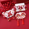 Kids New Year Headwear Chinese Style Hafu Plush Bow Kids Hair Clips Red Tassel Princess Girl Sided Clips Accessory New Year Gift 2