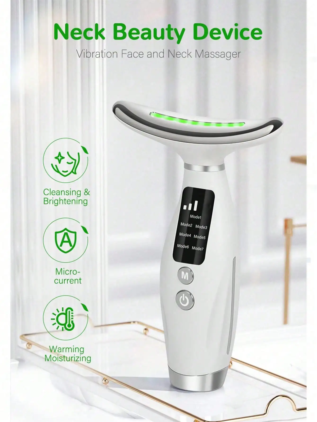 Colour Light Face And Neck Beauty Instrument 7 Modes And 7 Speeds Adjustment With Curved Hand Grip Neck Beauty Instrument 2
