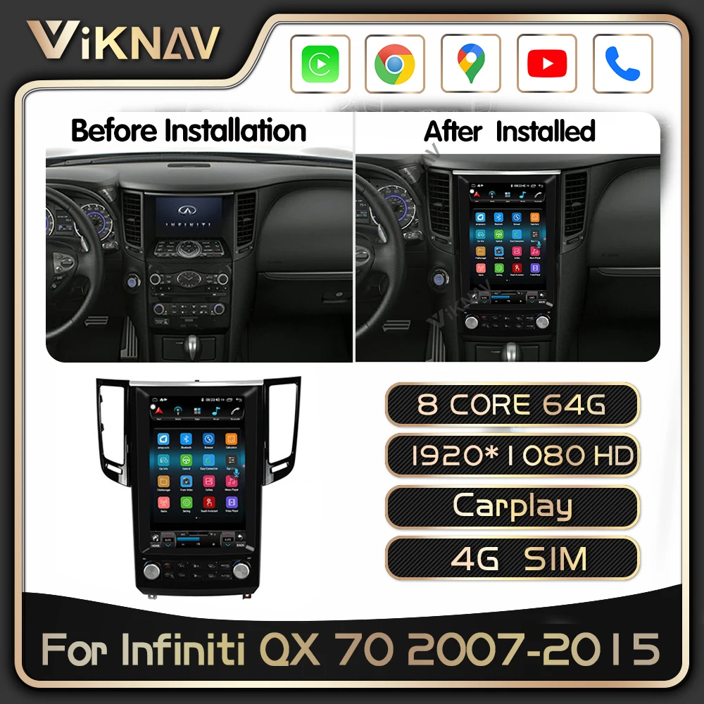 

For Infiniti QX70 2007-2015 Android 10 Car Radio DVD Video Player Stereo Auto Navigation GPS 4G