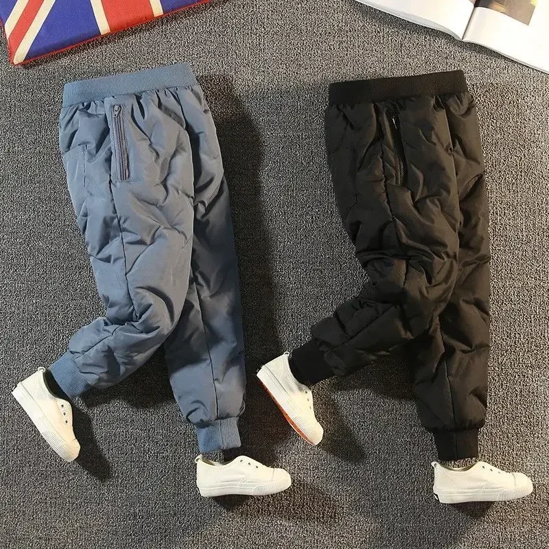 Kids Pants Winter Fleece Thick 2-12Y Child Solid Warm Casual Sports for Boys Girls