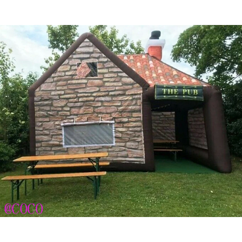 

free air ship to door,6x4x5mH Portable Inflatable Irish pub,outdoor Inflatable party pub, inflatable tent house