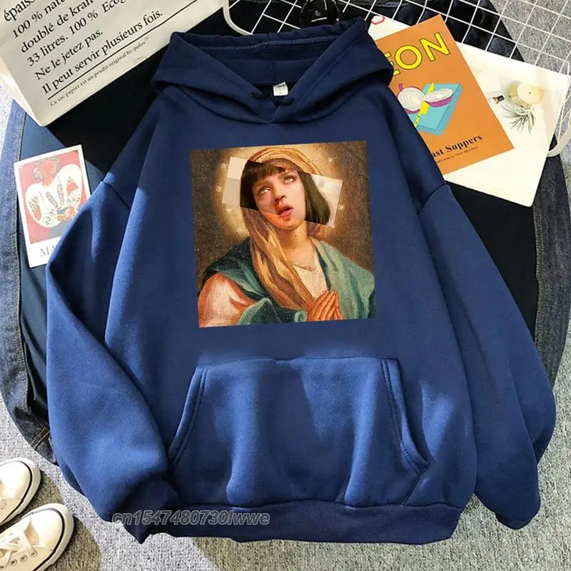 

Saint Jules Pulp Fiction Mia Wallace Sweatshirts 2022 Casual Creative Pullovers Male Harajuku Guys Hoodie Oversized Tracksuit