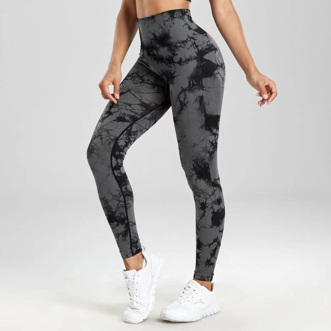Seamless Tie Dye Leggings Yoga Tights Pants Women's Push UpTie Float High Waist Bubble Butt Lifting Hip Gym Sports Fitness Pants