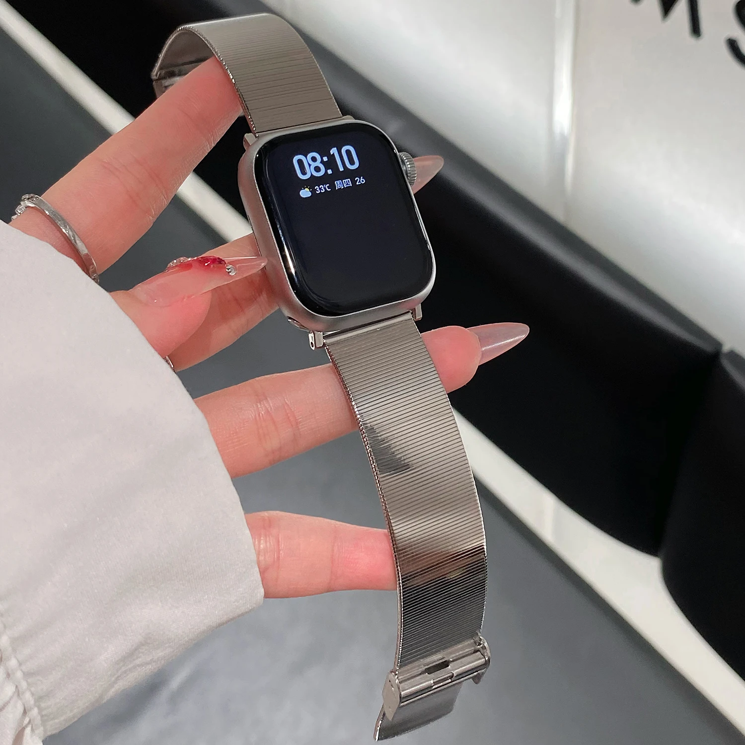 Einfaches und stilvolles Spiegelarmband für Apple Watch S10 42 mm 46 mm S9 49–38 mm Edelstahl-Mesh-Armband für iWatch-Serie Ultra 1/2 – Detail 7