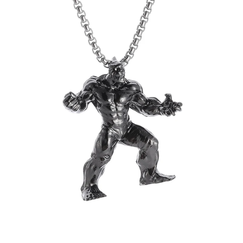 

New Fashion Cool Kung Fu Muscle Man Pendant Hercules Monster Necklace Men's Charm Trend Hip Hop Rock Cosplay Cool Jewelry