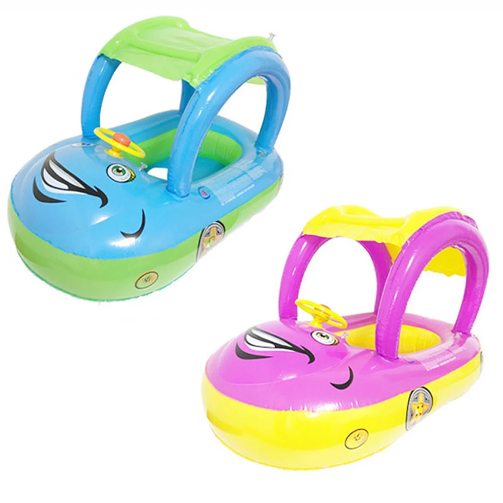 

Summer Baby Pool Float Safety Swimming Rings Inflatable Swim Toys with Sunshade Seat Water Sport Car