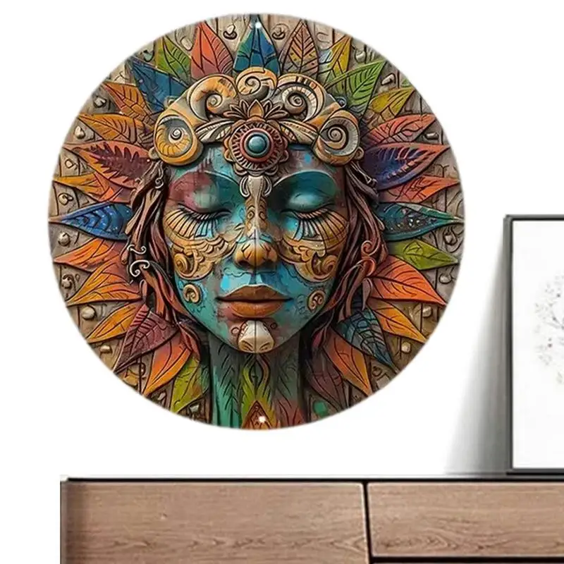 

Metal Art Wall Decor Colorful Woman Face Rustic Art Woman Wall Sign Colorful Decoration Unique Artwork For Living Room Home Wall