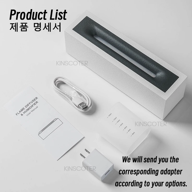 Kinscoter 공기 가습기 초음파 쿨 미스트 메이커, 안개 LED 에센셜 오일 불꽃 램프 디퓨저 아로마 디퓨저