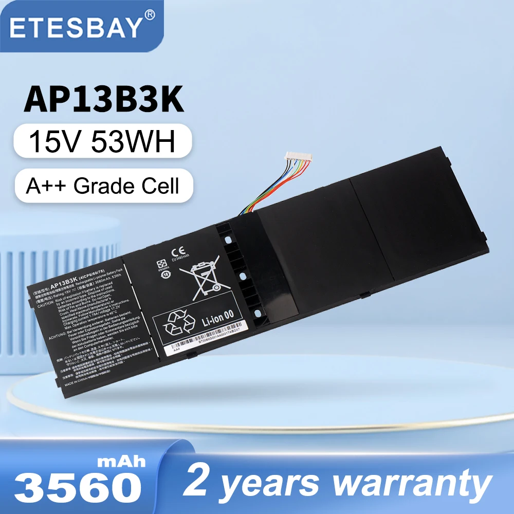 Etesbay Ap13b3k Ap13b8k Bateria do Portátil para Acer Aspire V5573g V5472g V5-473g V5-552g 53whm5-583p V5-572p V7-582pg 4icp6 60 80