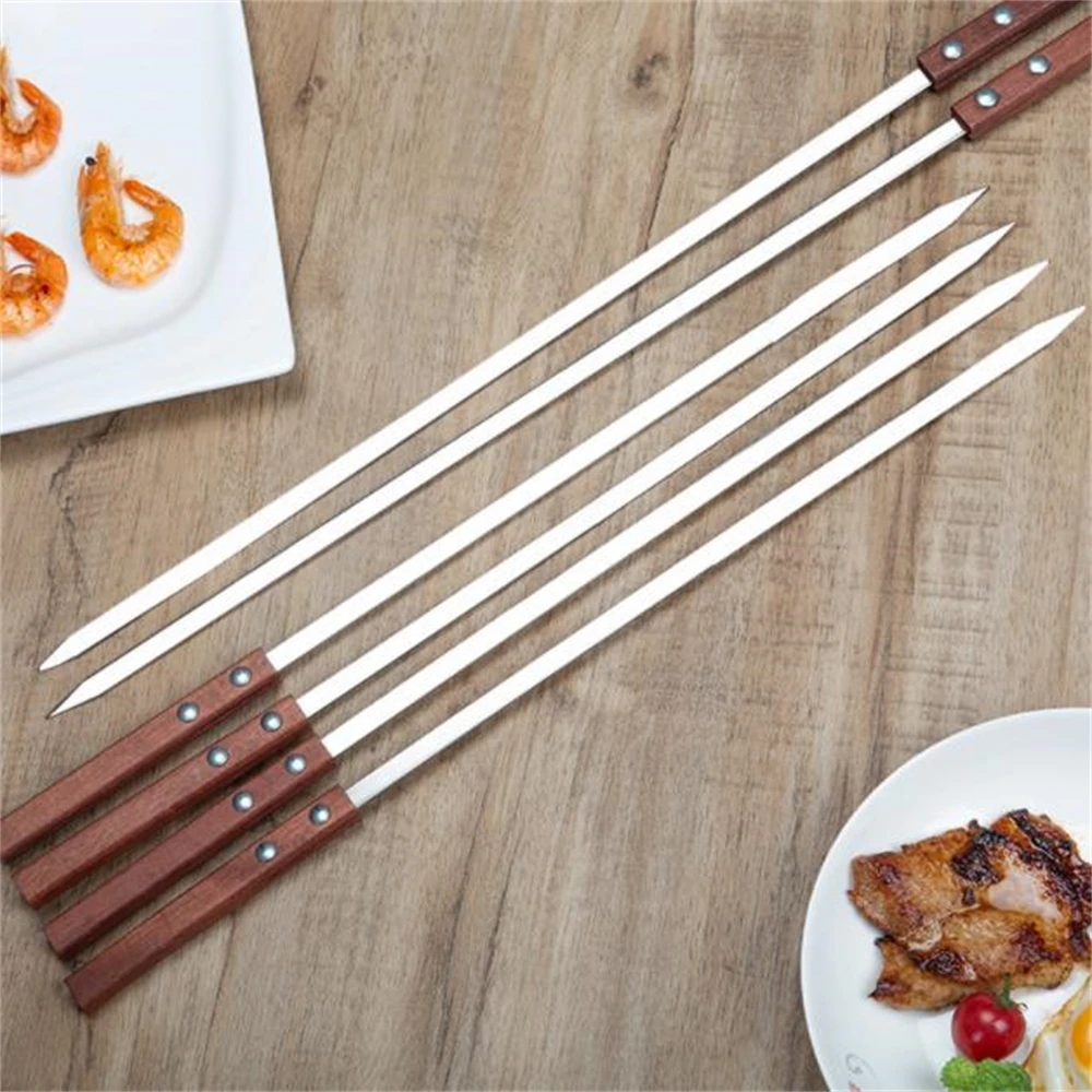 10pcs Professional 15.7inch 20inch Stainless Steel Barbeque Skewers for Kabobs