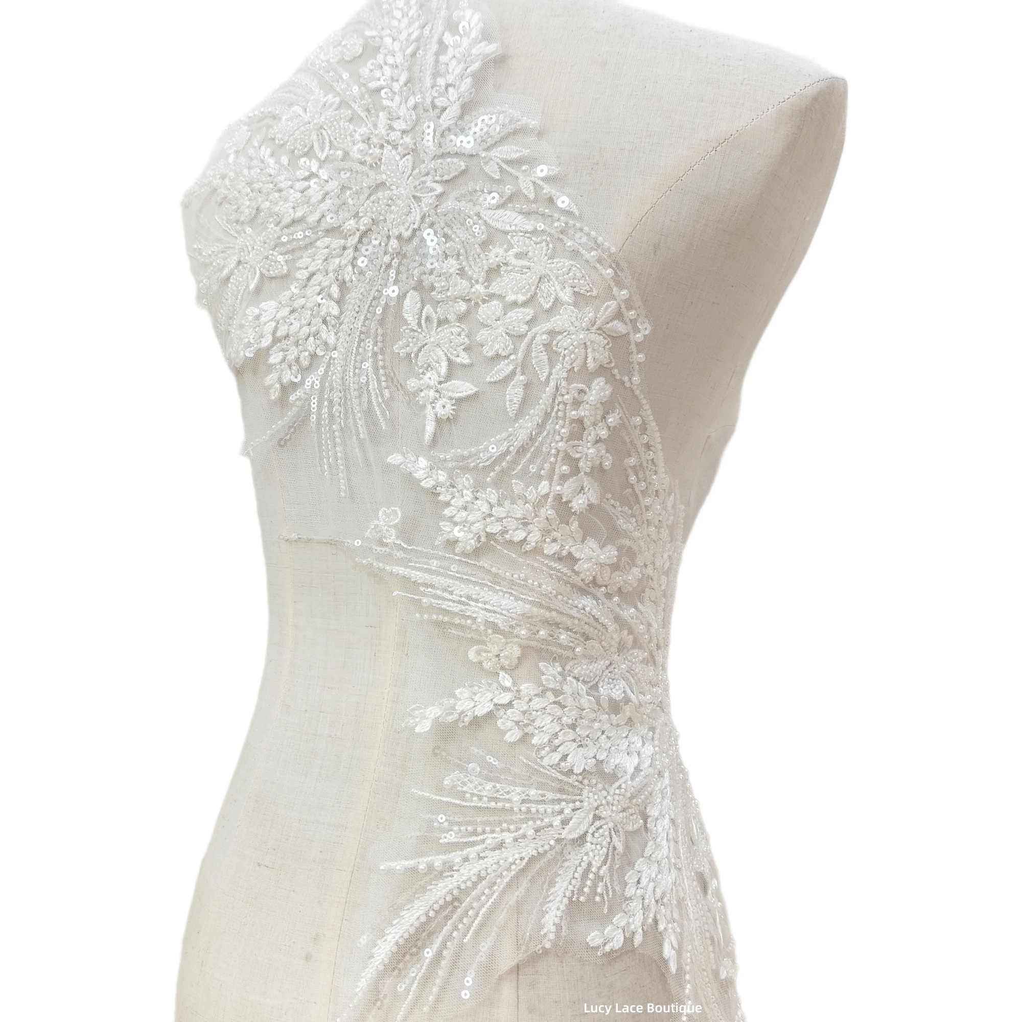 Color marfil 17CM borde encaje adorno boda encaje recorte bordado con  cuentas - AliExpress, image size:2000x2000