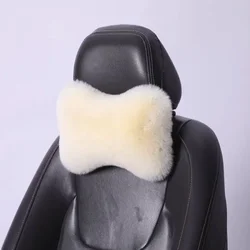 Plush Winter Car Seat Neck Rest Pillow for Warmth and Comfort (Beige)