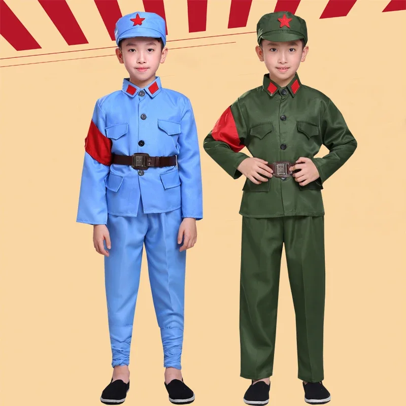 Children's Eighth Route Army Clothes Adult Red Stage Performances Girls New Fourth Army Uniform Chorus Clothing Cosplay kids police cosplay costume