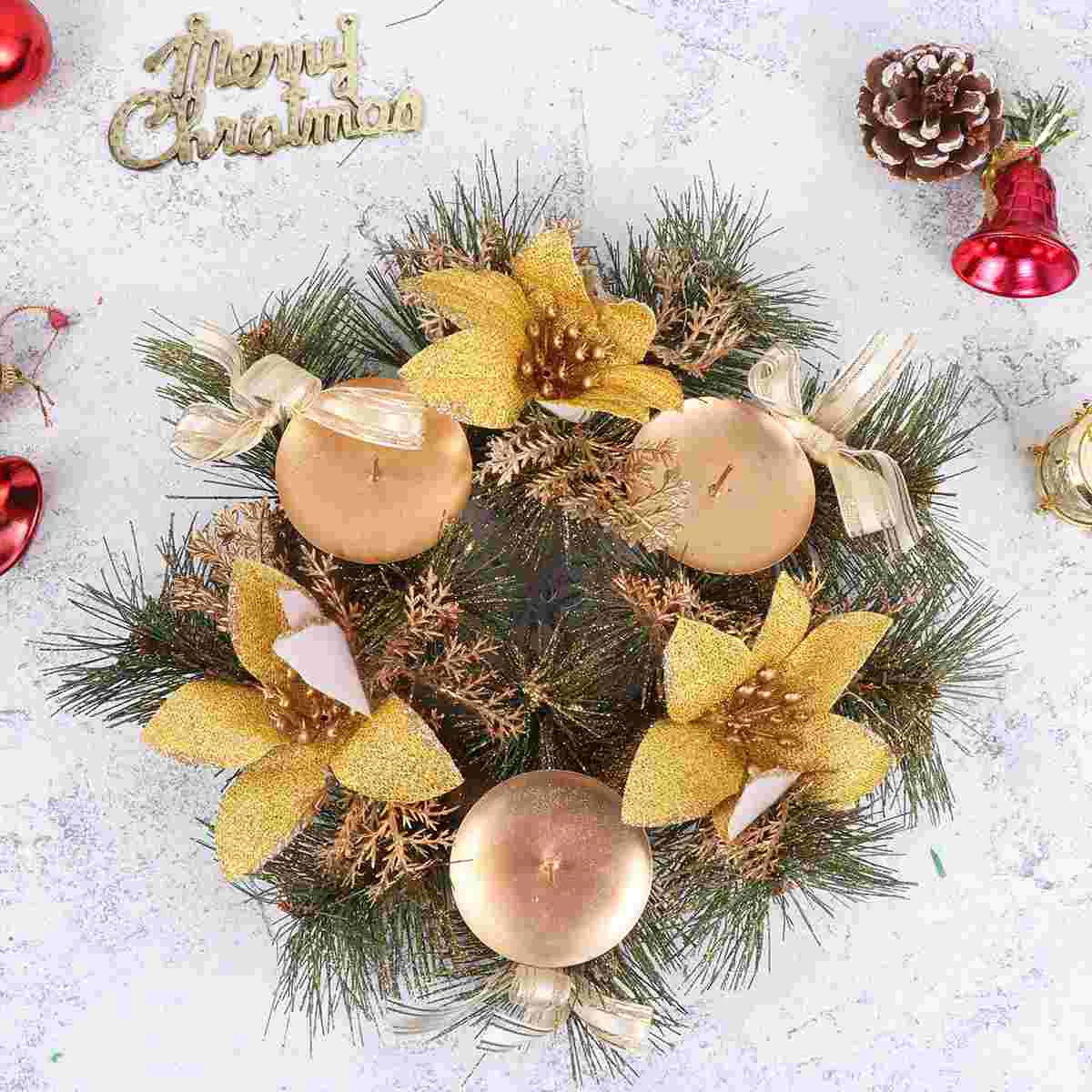 

Christmas Holder Christmas Wreaths Poinsettia Pine Picks Garland Xmas Tealight Holder Christmas Table Centerpiece for Xmas