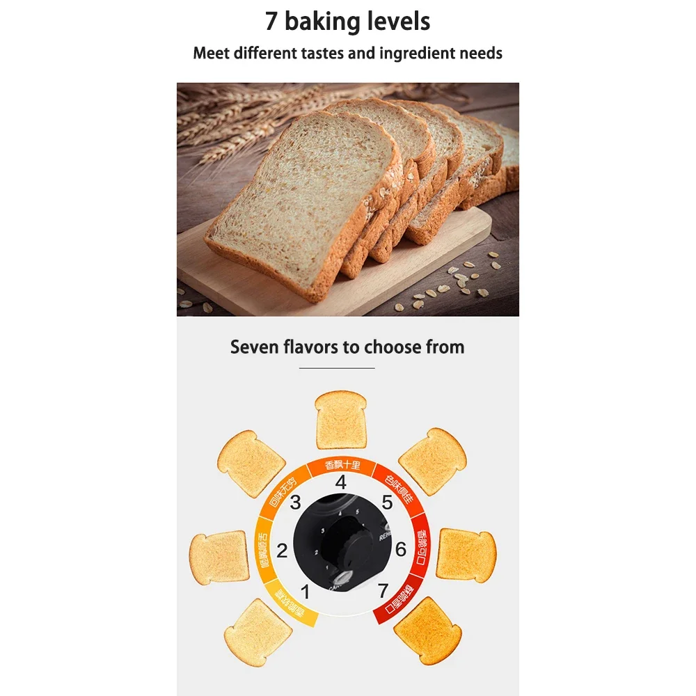 Multifunctional Toaster with 7 Baking Levels Double-sided Heating with Bagel Function for Home Breakfast Office 3