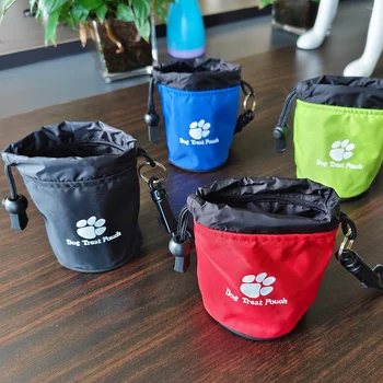 Borsa Portatile e Resistente in Poliestere per Snack per Cani con Clip, Borsa da Addestramento per Animali Domestici, Borsa da Passeggio con Design a Impronta di Zampa