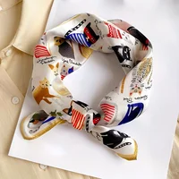 1PC Cute Kitten Pattern Square Scarf Simulated Silky Scarf Women Clothing Accessories Mother Day Gifts 3