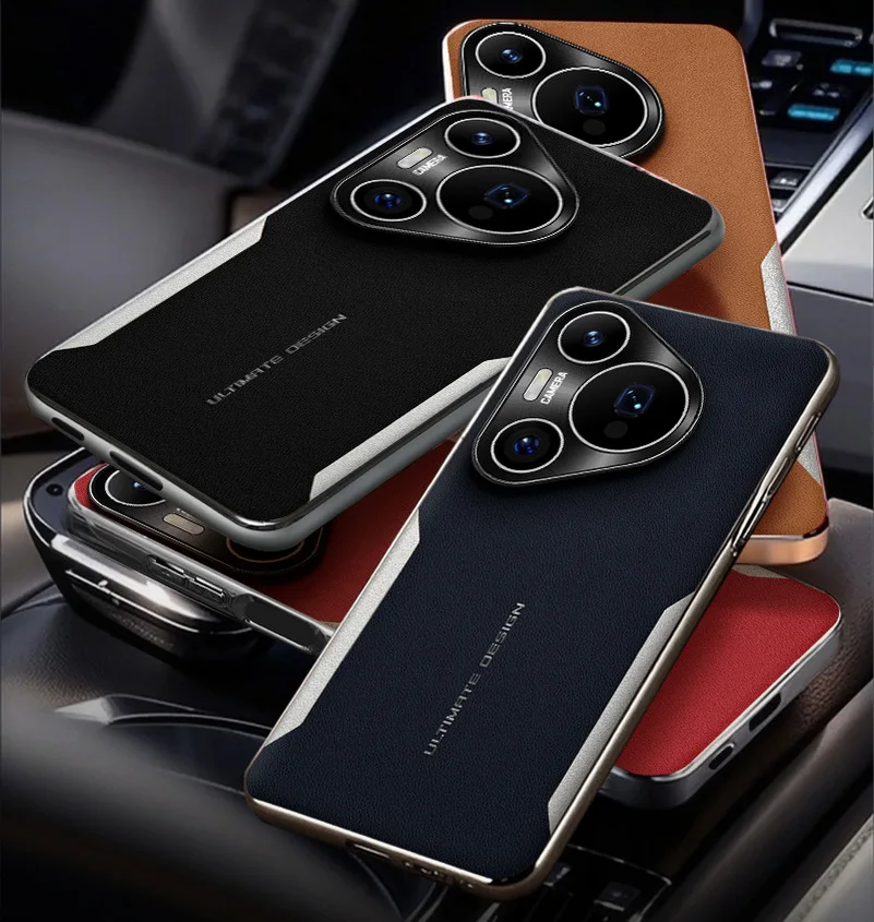 Color-Blocked Plain Leather Lens Case