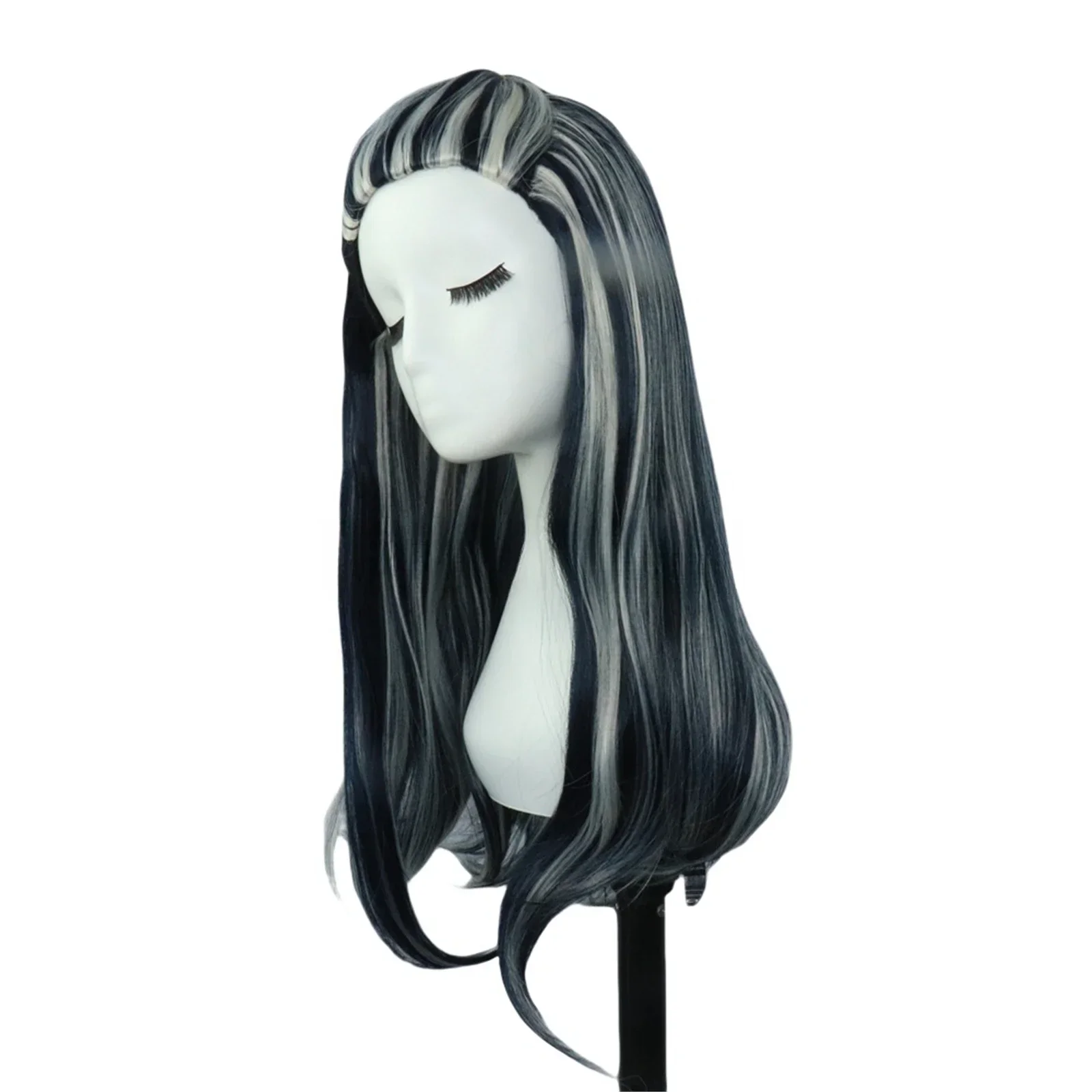 TV Monster High Frankie Stein Cosplay Wig Adult Women Girls Black White Long Straight Hair Halloween Carnival Party Props