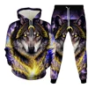 Retro Man Hoodies Sets Animal Wolf 3D Printed Men's Hoodies Pants Suit Harajuku Tracksuit Sportswear Cool 2 Piece Clothing Set 4