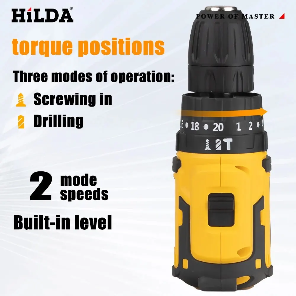 HILDA 21V 리튬 미니 드릴 전기 스크루 드라이버, 미니 무선 전동 공구, 21V 마키타 리튬 배터리용 20 + 1 토크